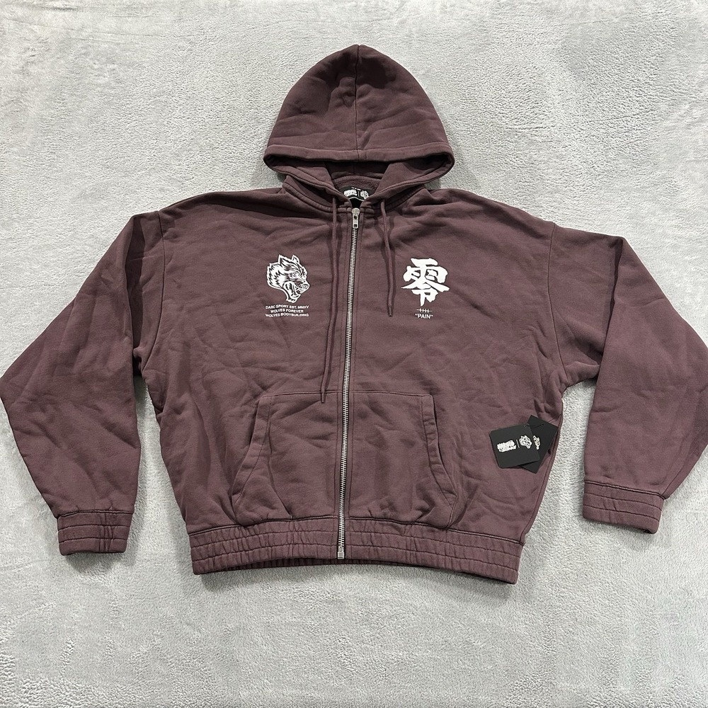 Darc Sport x Naruto Shippuden Pain Zip Up Hoodie Mens M Purple Dusk Logo NWT